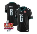 Philadelphia Eagles #6 DeVonta Smith Black 2025 Eagles Logo Super Bowl LIX Patch New F.U.S.E. Vapor Limited Stitched Jersey