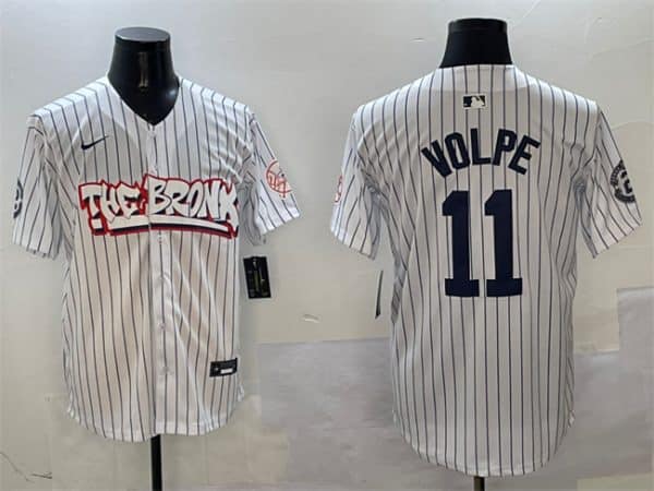 New York Yankees #11 Anthony Volpe White Bronx Graffiti Vapor Limited Stitched Jersey