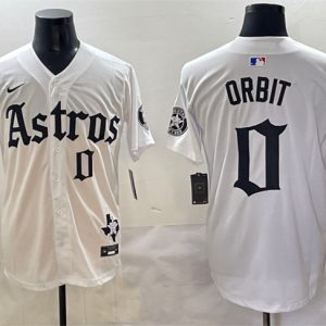 Houston Astros #0 Orbit White Gothic 'Houston Born Barrio Raised' Limited Stitched Jersey