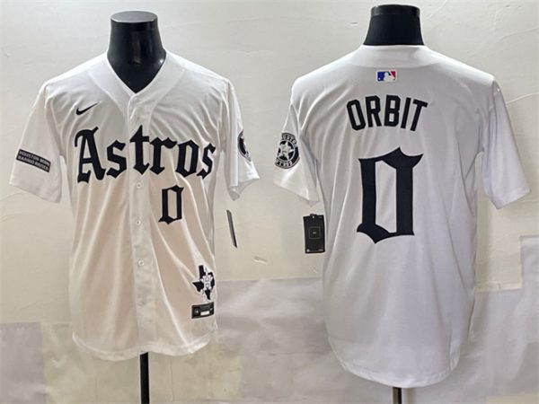 Houston Astros #0 Orbit White Gothic 'Houston Born Barrio Raised' Limited Stitched Jersey