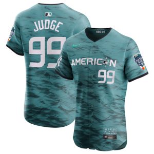 New York Yankees #99 Aaron Judge Teal 2023 All-Star Flex Base Stittched Jersey