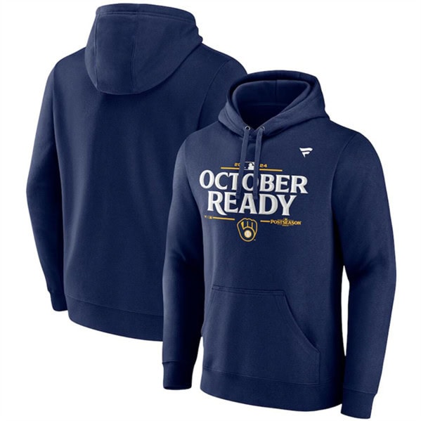 Milwaukee Brewers Navy 2024 Postseason Locker Room Pullover Hoodie