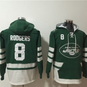 New York Jets #8 Aaron Rodgers Green Ageless Must-Have Lace-Up Pullover Hoodie