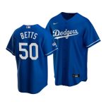 Los Angeles Dodgers #50 Mookie Betts Blue 2020 World Series Champions Home Patch Cool Base Stitched Jersey