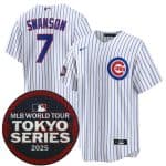 Chicago Cubs #7 Dansby Swanson White 2025 World Tour: Tokyo Series Home Stitched Jersey