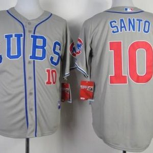 Cubs #10 Ron Santo Grey Alternate Road Cool Base Stitched Jersey