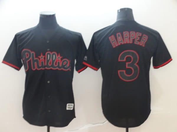Philadelphia Phillies #3 Bryce Harper Black Shadow Cool Base Stitched Jersey