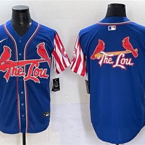St. Louis Cardinals Team Big Logo Royal Independence Day Vapor Premier Limited Stitched Jerseys