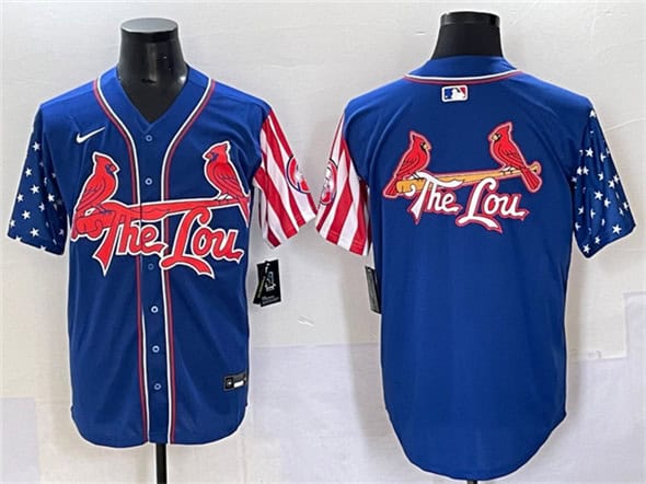 St. Louis Cardinals Team Big Logo Royal Independence Day Vapor Premier Limited Stitched Jerseys