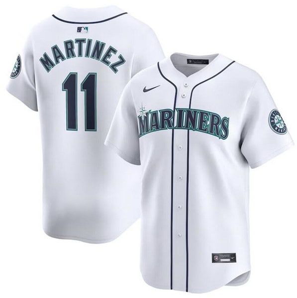 Seattle Mariners #11 Edgar Martinez White Home Limited Stitched Jersey