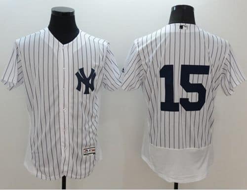 Yankees #15 Thurman Munson White Strip Flexbase Authentic Collection Stitched Jersey