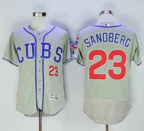 Cubs #23 Ryne Sandberg Grey Flexbase Authentic Collection Alternate Road Stitched Jersey