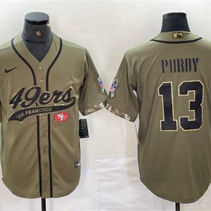 San Francisco 49ers #13 Brock Purdy Olive Salute To Service With Patch Cool Base Stitched Jersey