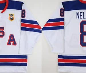USA #8 Brock Nelson White World Junior Championships Stitched Jersey