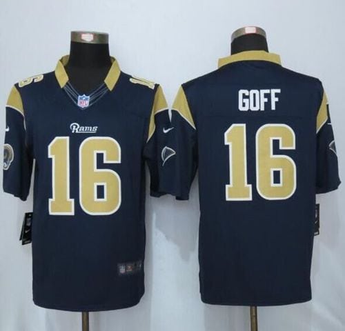 Rams #16 Jared Goff Navy Blue Team Color Stitched Limited Nike Jersey