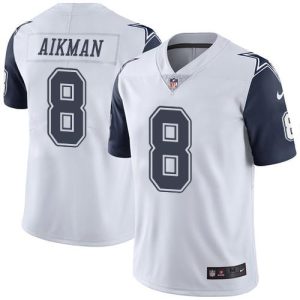 Cowboys #8 Troy Aikman White Stitched Limited Rush Nike Jersey