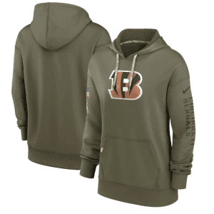 Cincinnati Bengals 2022 Olive Salute To Service Therma Performance Pullover Hoodie(Run Small)