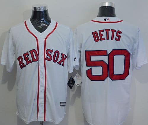 Red Sox #50 Mookie Betts White New Cool Base Stitched Jersey