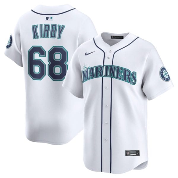 Seattle Mariners #68 George Kirby White Home Limited Stitched Jersey