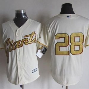 Giants #28 Buster Posey Cream(Gold No.) New Cool Base Stitched Jersey