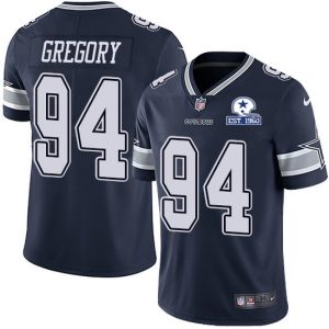 Dallas Cowboys #94 Randy Gregory Navy With Est 1960 Patch Limited Stitched Jersey