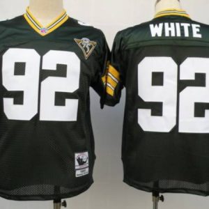 Mitchell Ness Packers #92 Reggie White Green With 75th Patch Stitched Jersey
