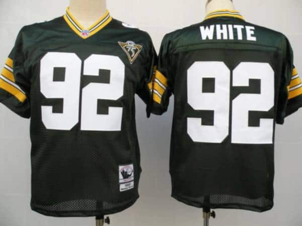 Mitchell Ness Packers #92 Reggie White Green With 75th Patch Stitched Jersey