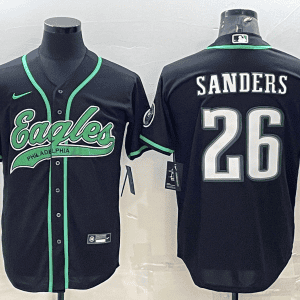 Philadelphia Eagles #26 Miles Sanders Black With Patch Cool Base Stitched Baseball Jersey