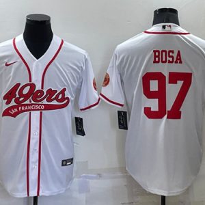 San Francisco 49ers #97 Nick Bosa White Red Cool Base Stitched Baseball Jersey