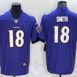 Baltimore Ravens #18 Roquan Smith Purple Vapor Untouchable Limited Stitched Jersey