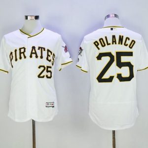Pirates #25 Gregory Polanco White Flexbase Authentic Collection Stitched Jersey