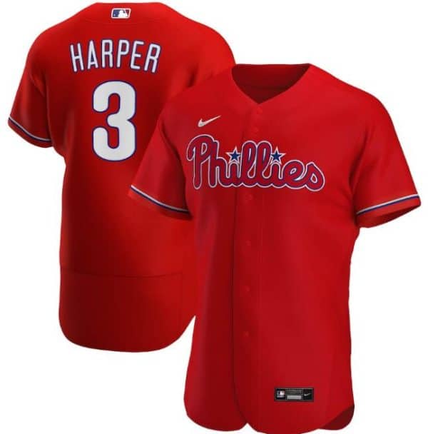 Philadelphia Phillies Red #3 Bryce Harper Flex Base Stitched Jersey