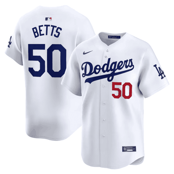 Los Angeles Dodgers #50 Mookie Betts Home White Stitched Jersey