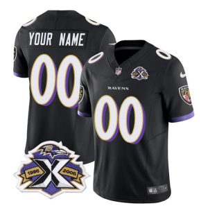 Baltimore Ravens Custom Black 2023 F.U.S.E With Patch Throwback Vapor Limited Stitched Jersey