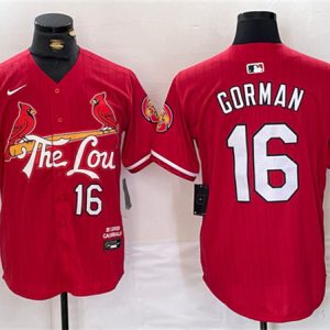St. Louis Cardinals #16 Nolan Gorman Red 2024 City Connect Stitched Jersey
