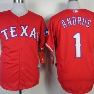 Rangers #1 Elvis Andrus Red Stitched Jersey