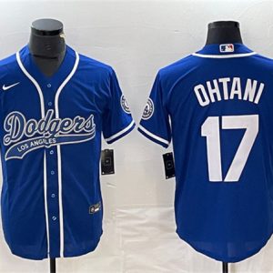 Los Angeles Dodgers #17 Shohei Ohtani Blue Cool Base With Patch Stitched Jersey