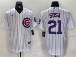 Chicago Cubs #21 Sammy Sosa White With Patch Cool Base Stitched Jersey