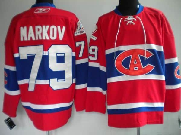 Canadiens #79 Andrei Markov Stitched Red New CA Jersey