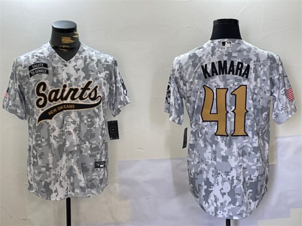 New Orleans Saints #41 Alvin Kamara 2024 Arctic Camo Salute To Service Stitched Jersey