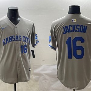 Kansas City Royals #16 Bo Jackson Gray 2024 Away Limited Stitched Jersey