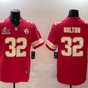 Kansas City Chiefs #32 Nick Bolton Red 2025 Super Bowl LIX Patch Vapor Untouchable Limited Stitched Jersey