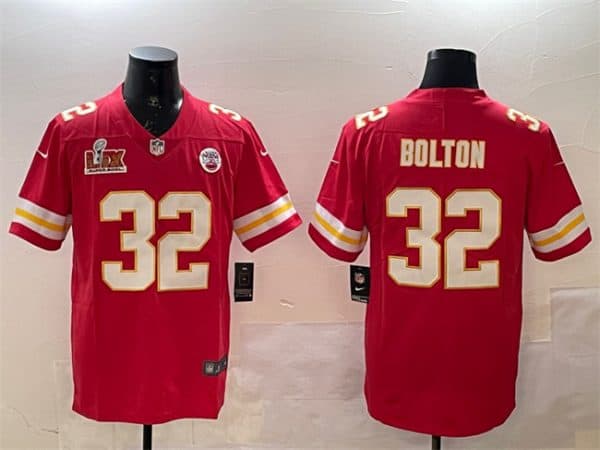 Kansas City Chiefs #32 Nick Bolton Red 2025 Super Bowl LIX Patch Vapor Untouchable Limited Stitched Jersey