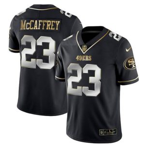 San Francisco 49ers #23 Christian McCaffrey Black Gold Stitched Jersey