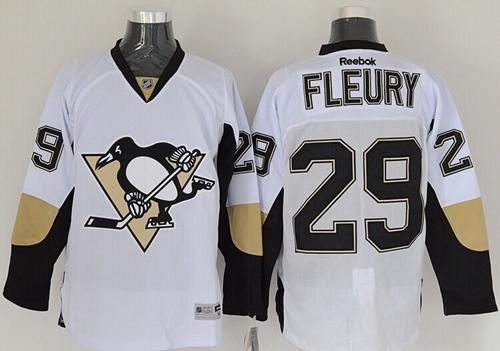 Penguins #29 Andre Fleury White Stitched Jersey