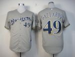 Brewers #49 Yovani Gallardo Stitched Grey Jersey