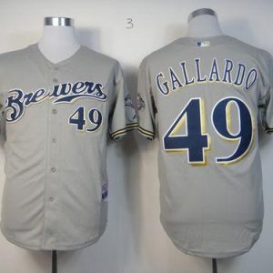 Brewers #49 Yovani Gallardo Stitched Grey Jersey