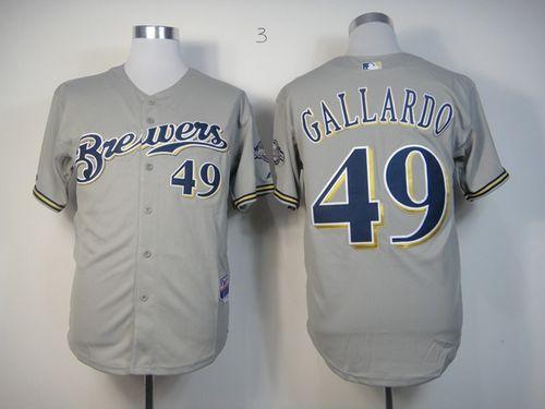 Brewers #49 Yovani Gallardo Stitched Grey Jersey