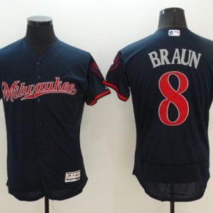 Brewers #8 Ryan Braun Navy Blue Fashion Stars Stripes Flexbase Authentic Stitched Jersey