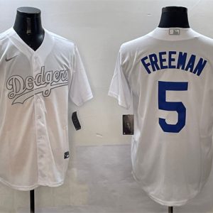 Los Angeles Dodgers #5 Freddie Freeman White Fashion Cool Base Stitched Jersey